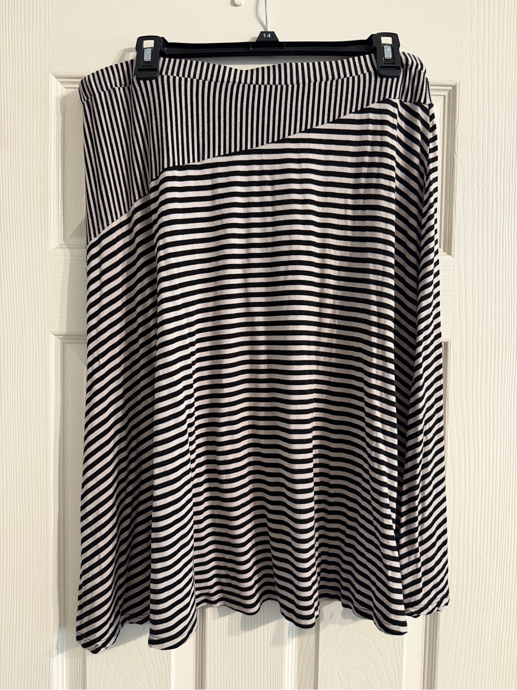 Sd Collection Black And Cream Striped Midi Skirt